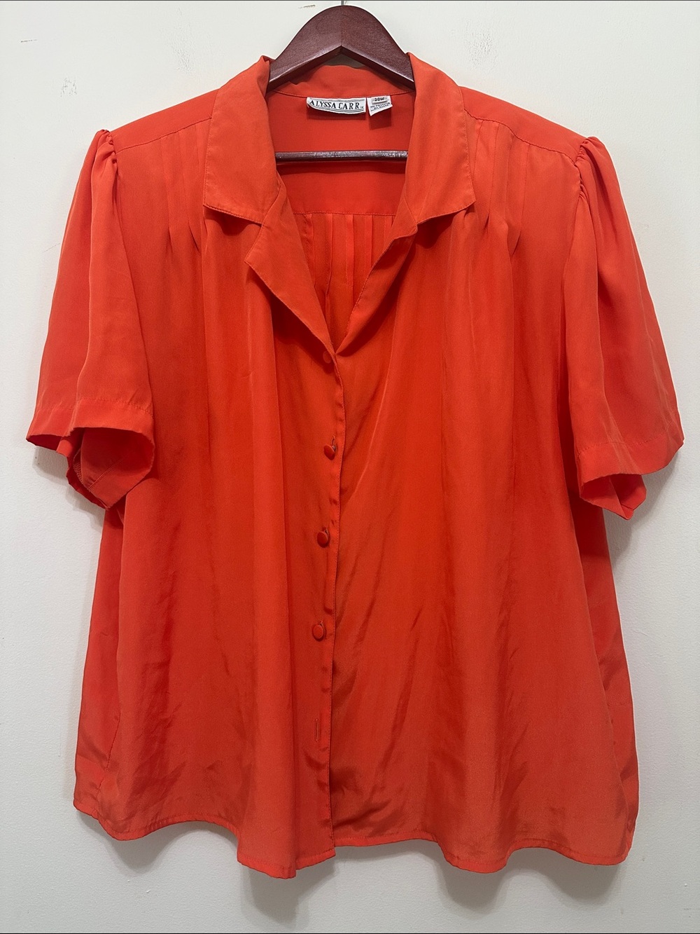 Orange Short-Sleeve Button Front Blouse